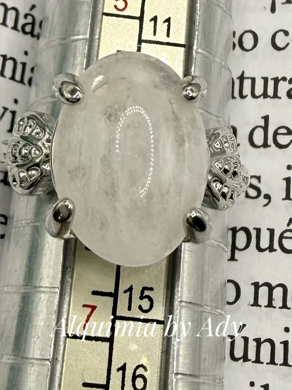 Pink Quartz Rhodium Silver Ring – 20mm Oval Stone, Tarnish-Resistant